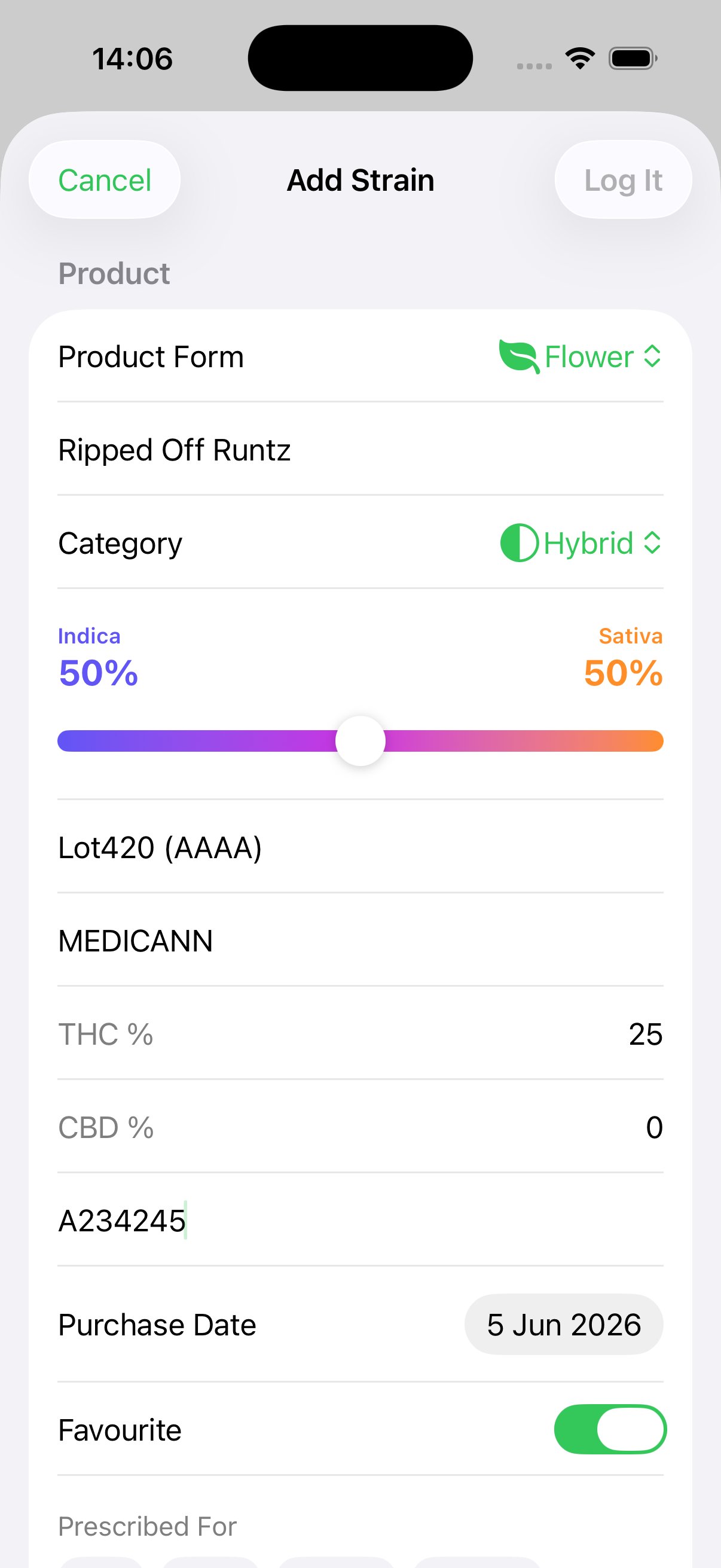Detailed strain logging form
